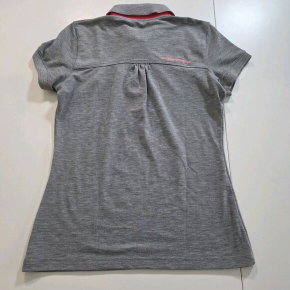 Under Armour Polo Women M Gray Pink Accents Heat Gear SS Semi Fitted Golf Active - Picture 13 of 13